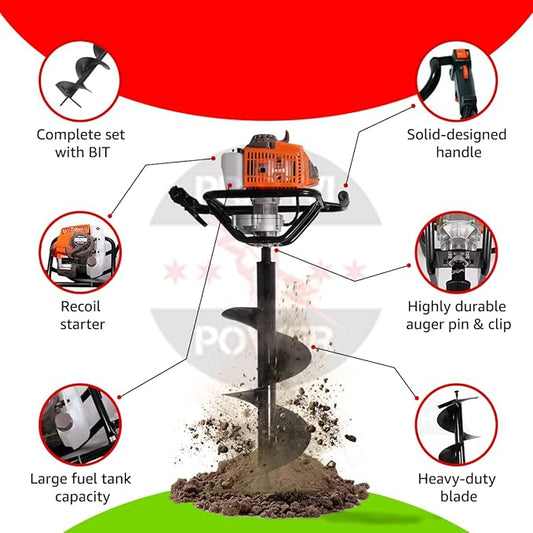 آلة حفر التربة الحرارية بمحرك بنزين  52CC/  1600W